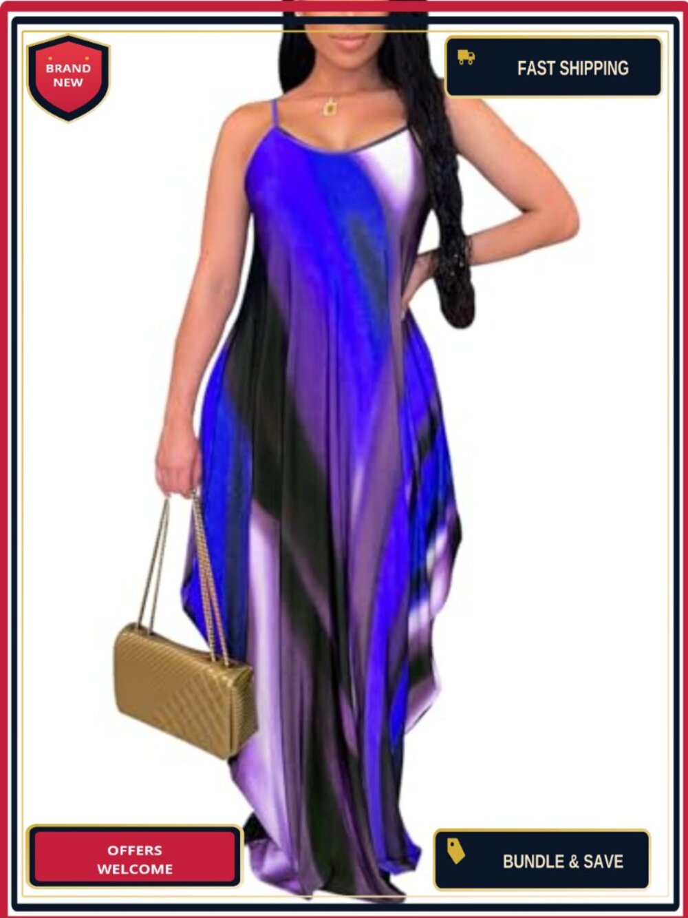 Plus Size Sleeveless Maxi Dress with Pockets Summer Casual Spaghetti Strap
